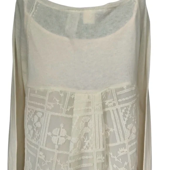 Anthropologie Little Yellow Bird Avery White Lace Longsleeve Top Sweater Med. - Picture 6 of 12
